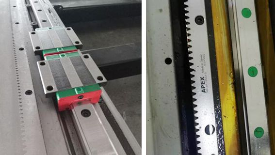 Système de transmission à crémaillère des axes X et Y